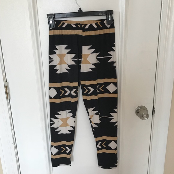 Aztec black, beige, and tan leggings - OS - Picture 2 of 2